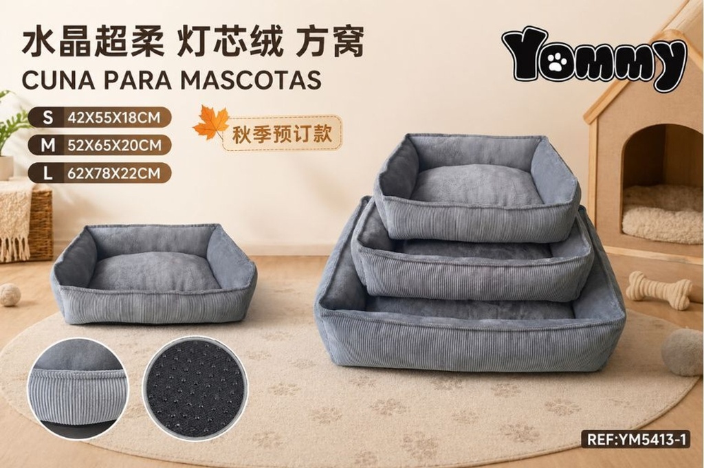 Cuna de perro de felpa ultra suave gris REF 5413-1 - Camas para mascotas