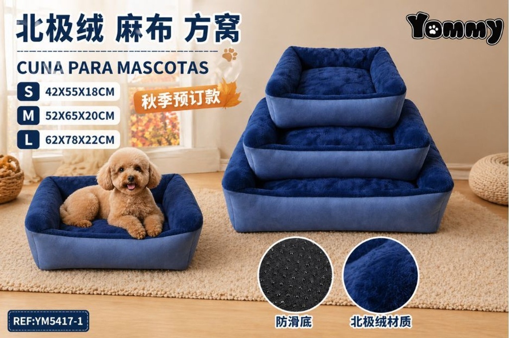 Cuna de perro de tela polar azul REF 5417-1 - Camas para mascotas