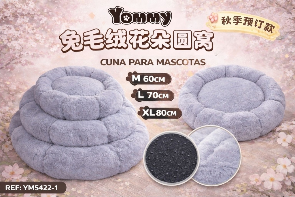 Cuna de perro de felpa con forma de flor gris REF 5422-1 - Camas para mascotas