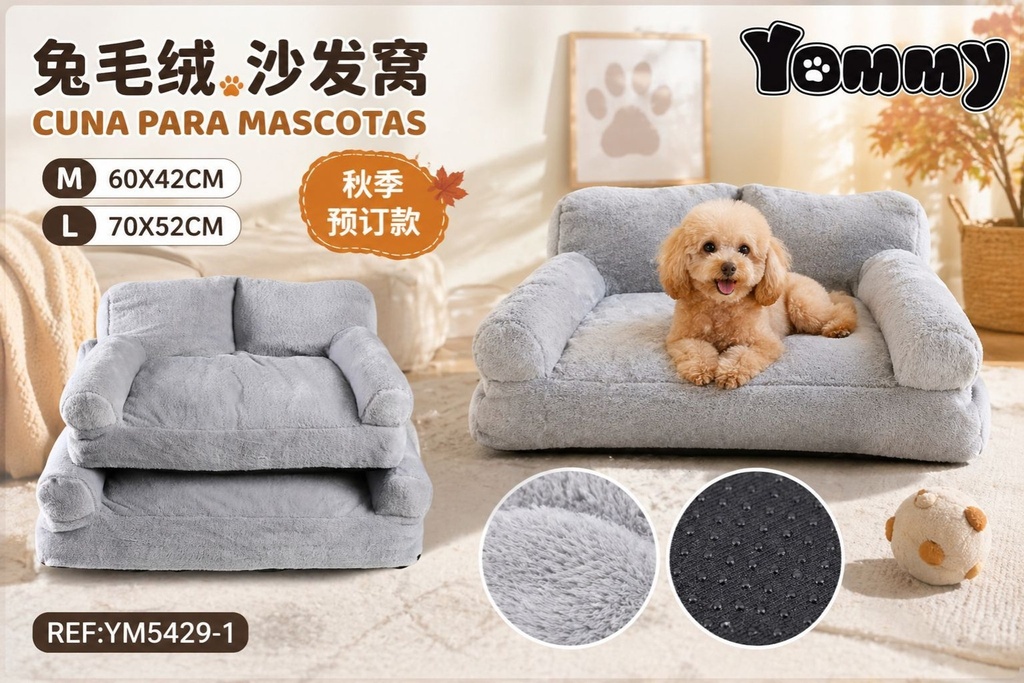Cuna de perro de felpa suave gris REF 5429-1 - Camas para mascotas