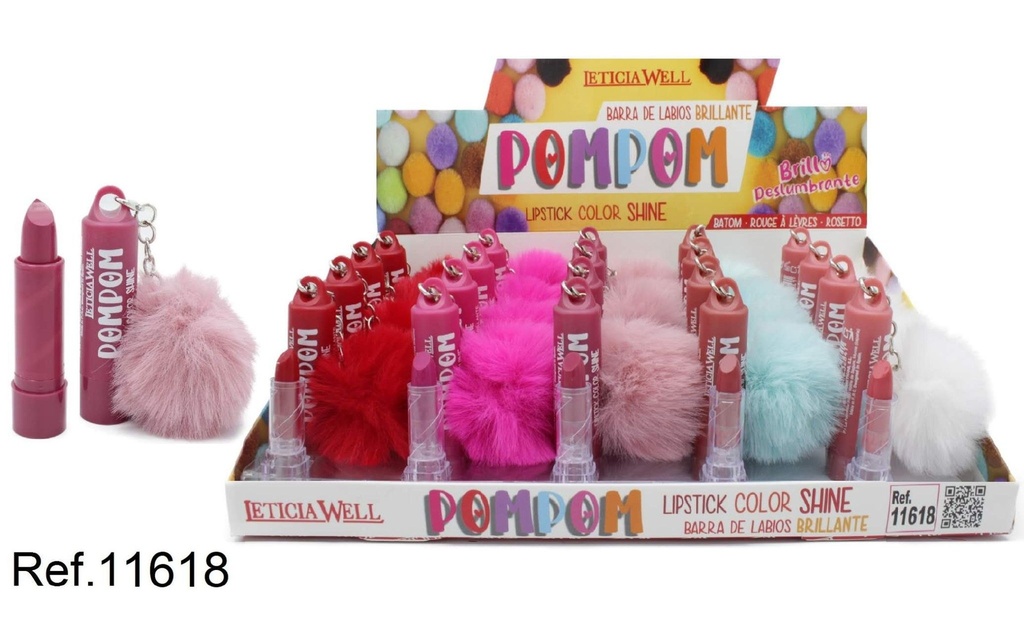 Barra de labios brillante pompon 20/U - Cosméticos
