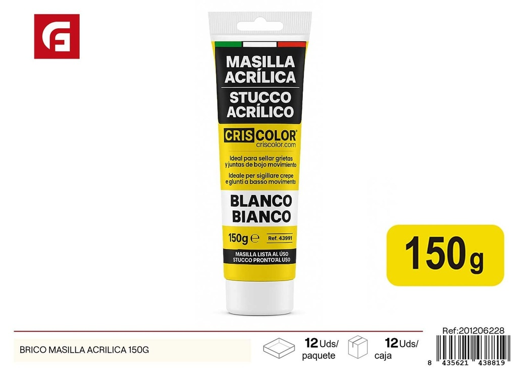 Masilla acrílica Brico 150g - Productos de ferretería y reparación de pintura