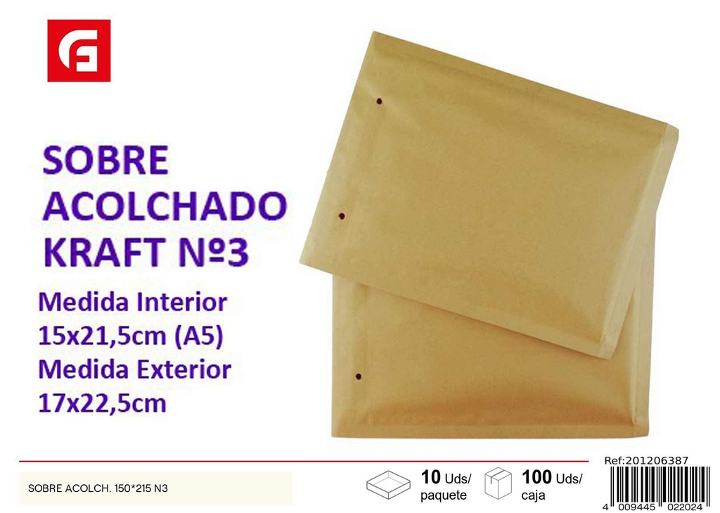 Sobre acolchado 150*215 N3 - Material de oficina
