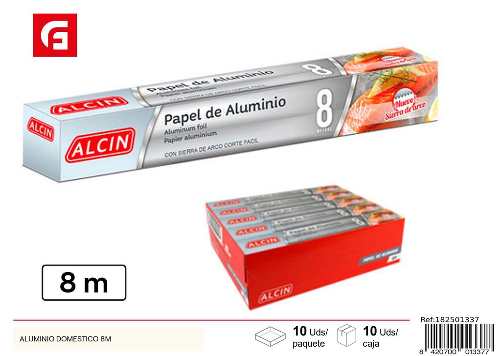 Aluminio doméstico 8m - Utensilios de cocina y papel de aluminio