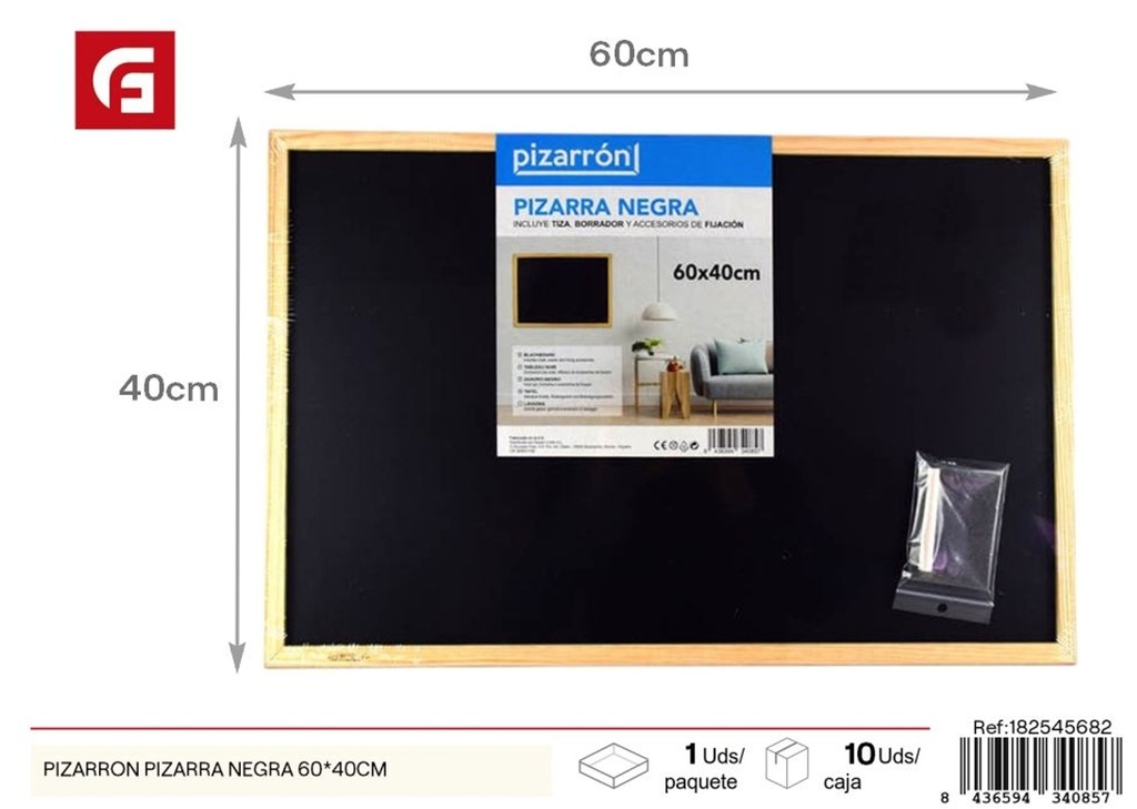 Pizarra negra 60*40 cm - Material escolar y pizarras