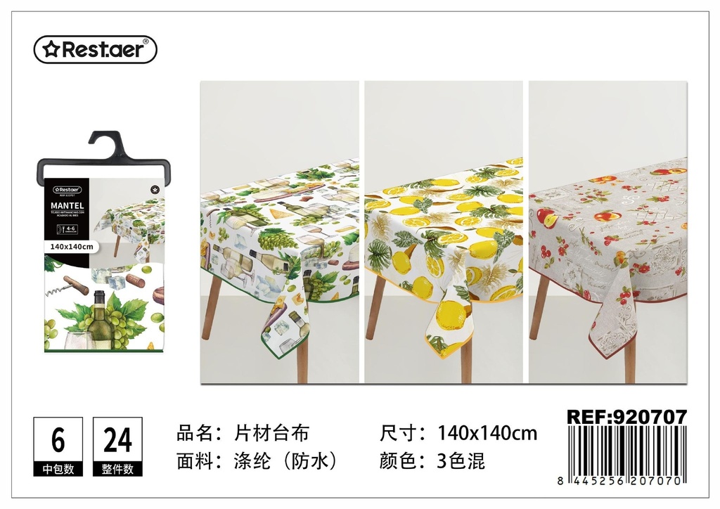 Mantel de tela impermeable estampado 140x140 cm - Manteles impermeables
