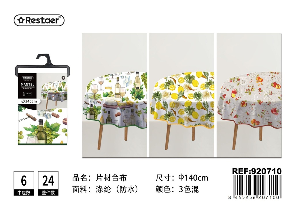 Mantel de tela impermeable redondo 140 cm - Manteles impermeables