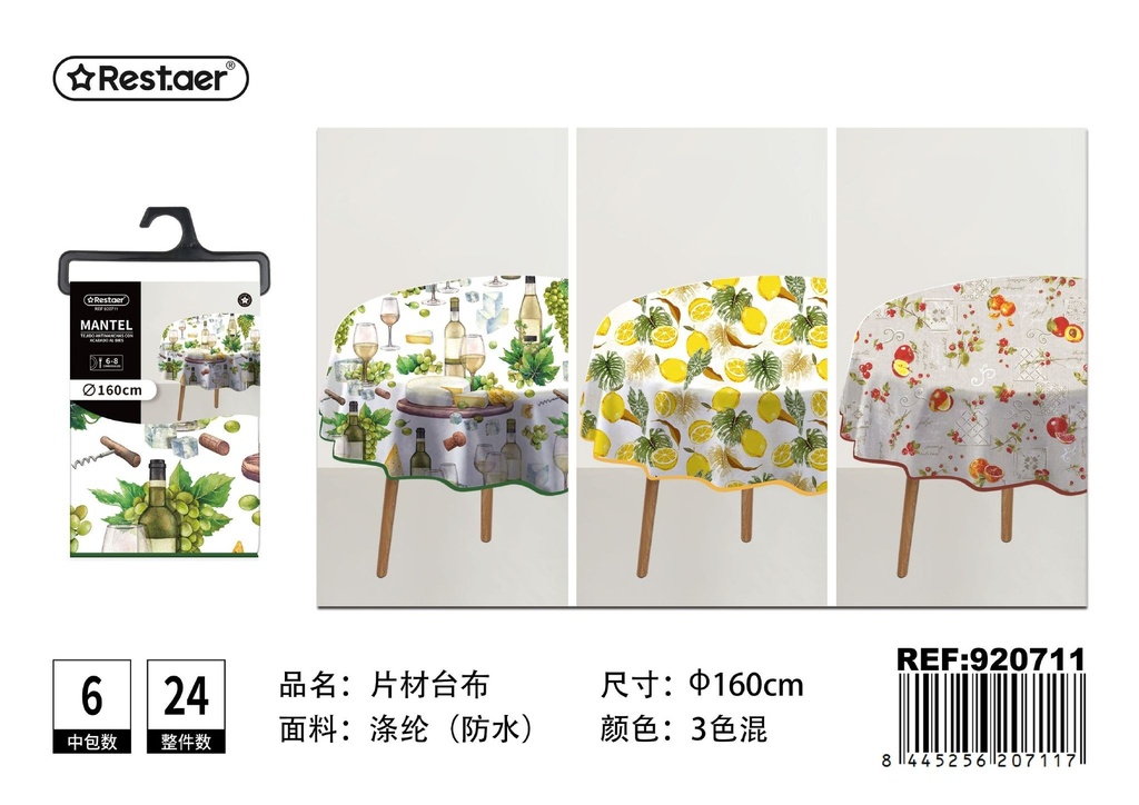 Mantel de tela impermeable redondo 160 cm - Manteles impermeables