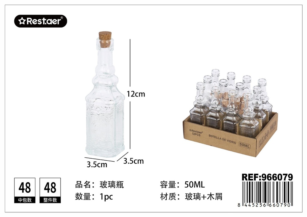 Botella de vidrio 50ml - Envases de vidrio para uso diario