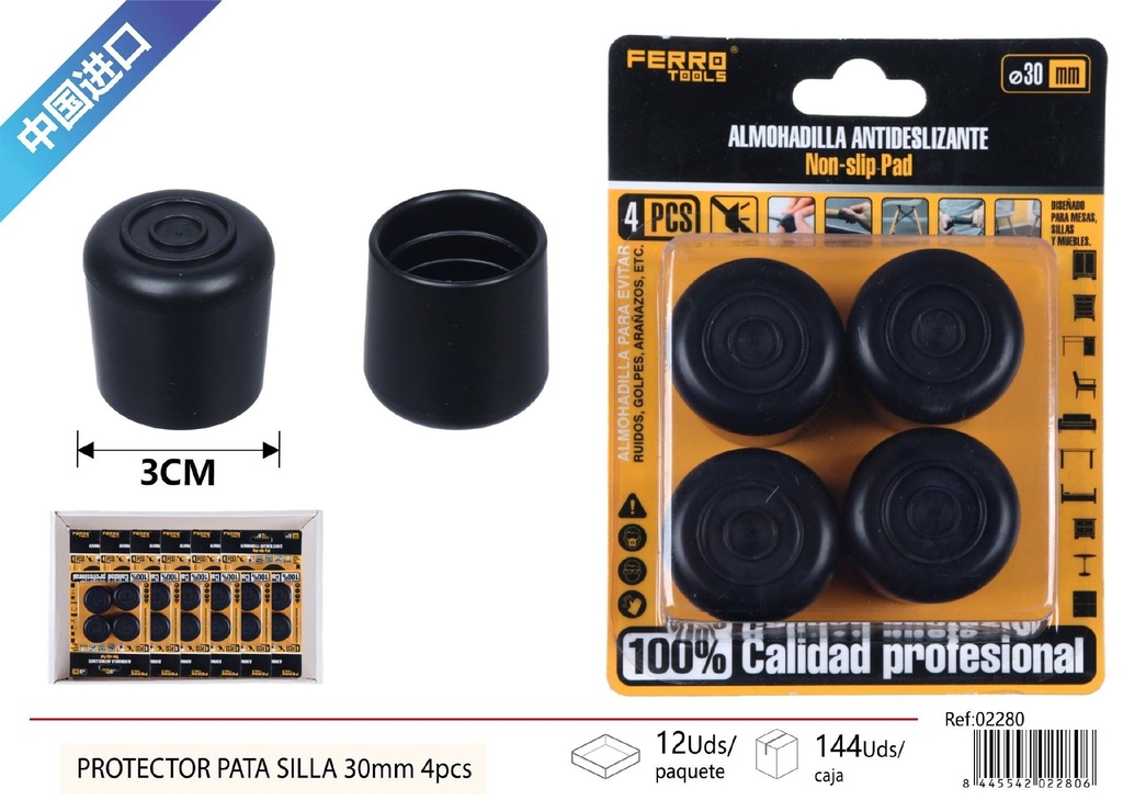 Protector pata silla de plástico rojo 30 mm - Accesorios de ferretería
