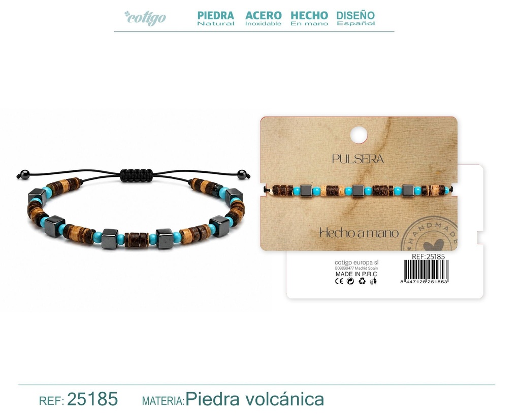 Pulsera de piedra volcánica hecha a mano - Joyería de piedras