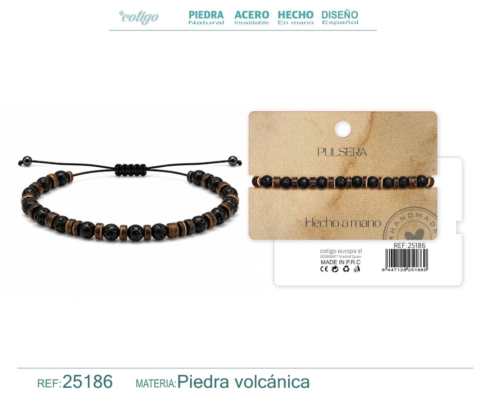 Pulsera de piedra volcánica hecha a mano - Joyería de piedras