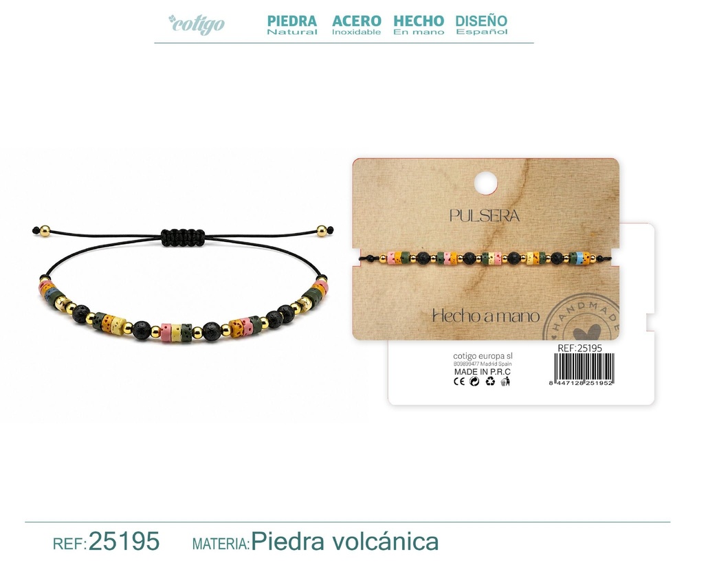 Pulsera de piedra volcánica hecha a mano - Joyería artesanal y accesorios