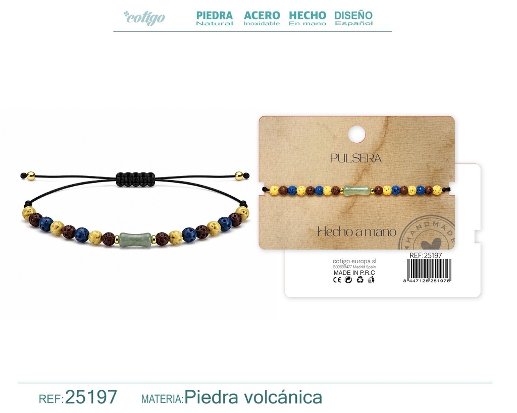 Pulsera de piedra volcánica hecha a mano - Joyería artesanal y accesorios
