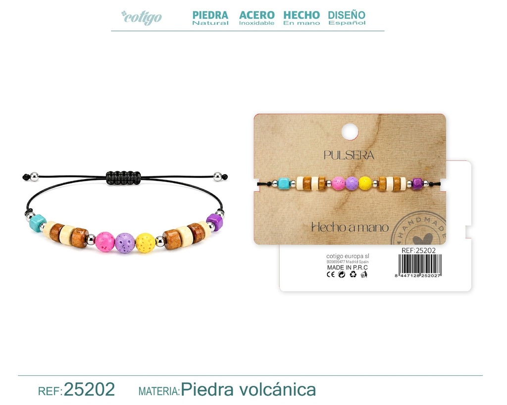 Pulsera de piedra volcánica hecha a mano - Accesorios de bisutería