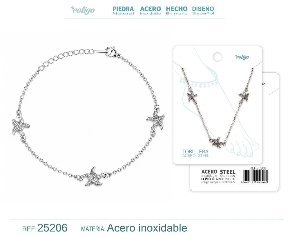 Tobillera de acero inoxidable - Joyería y accesorios