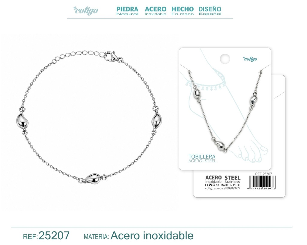 Tobillera de acero inoxidable - Joyería y accesorios