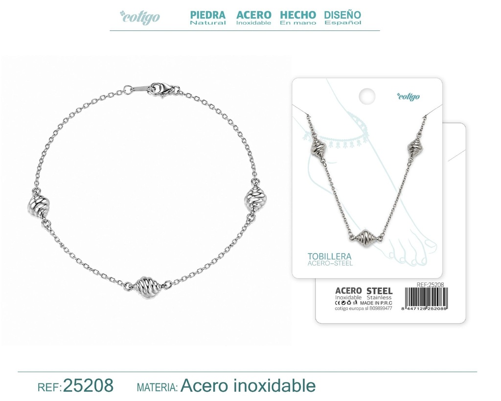 Tobillera de acero inoxidable - Joyería y accesorios