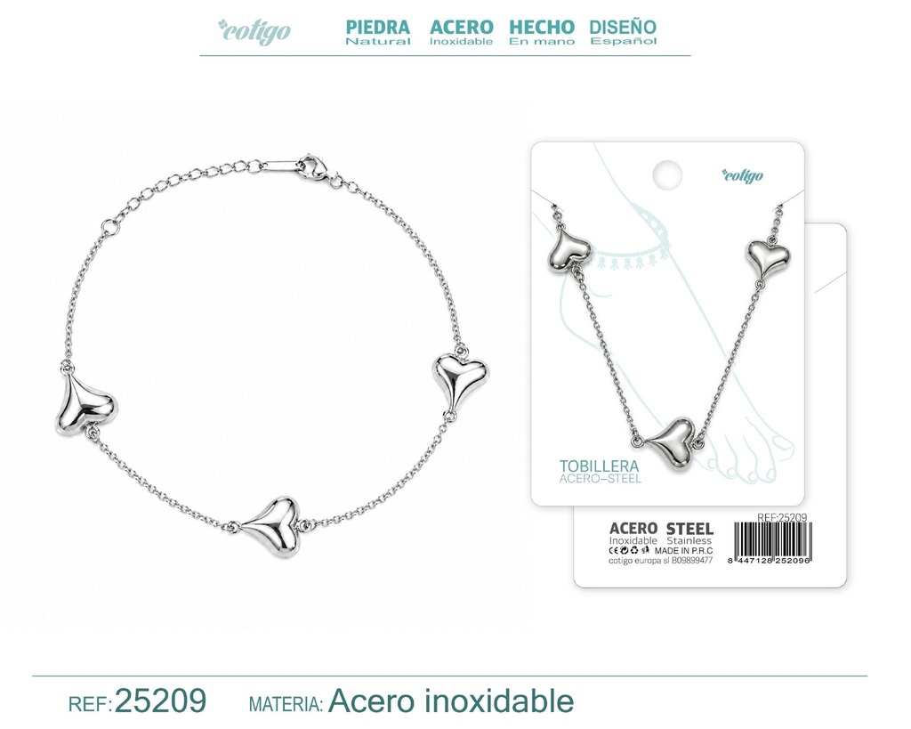 Tobillera de acero inoxidable - Joyería y accesorios