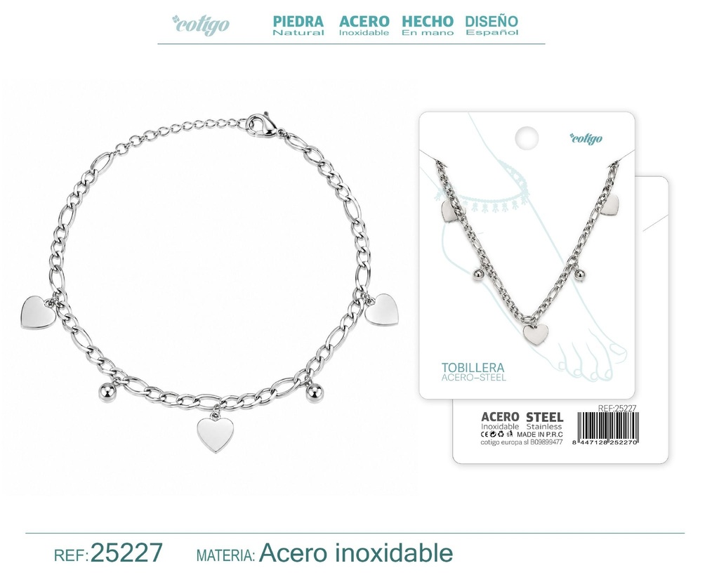 Tobillera de acero inoxidable - Joyería y accesorios