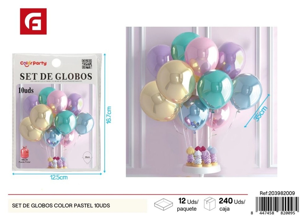 Set de globos color pastel 10 uds - Artículos de fiesta