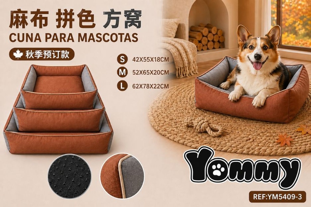 Cuna de perro de tela de yute con colores - Accesorios para mascotas