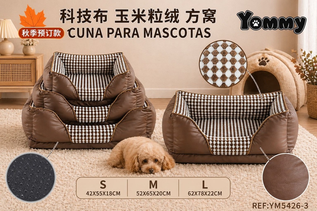Cuna de perro con base de espuma color marrón - Accesorios para mascotas