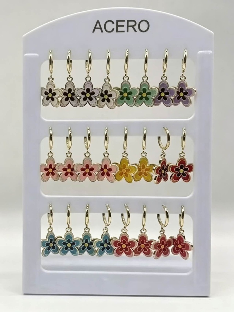 Pendientes flor de acero 12/p NS - Bisutería y accesorios