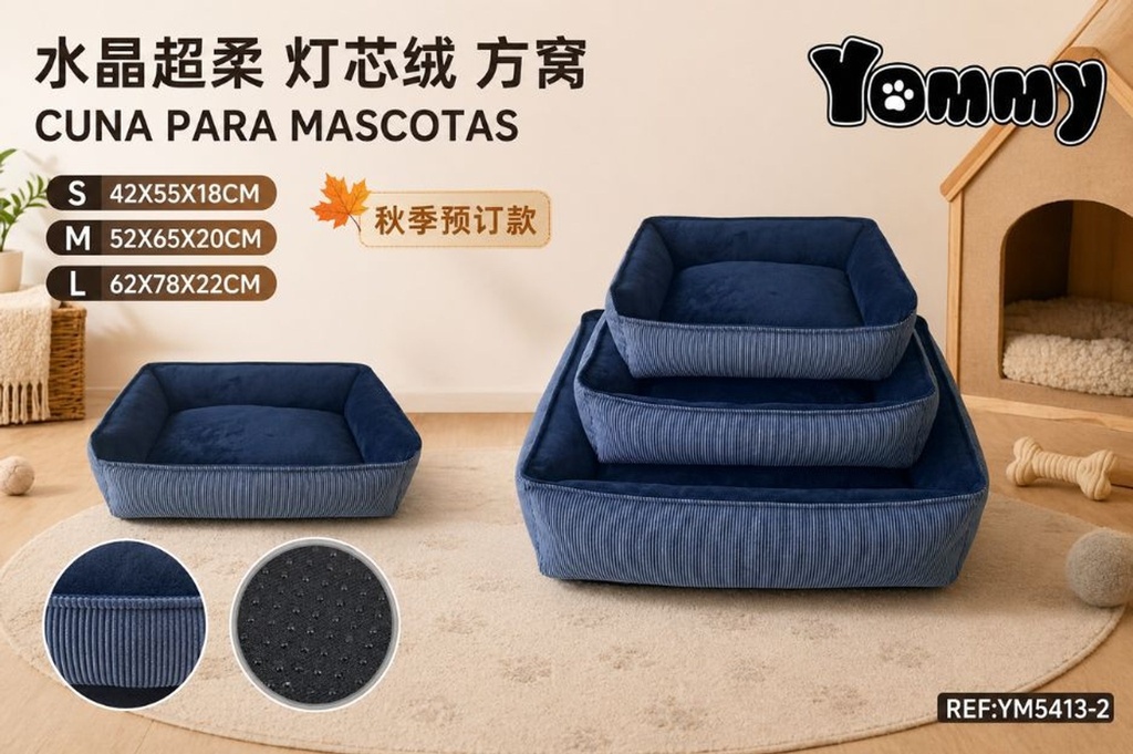 Cuna de perro de terciopelo cristal ultra suave - Color azul