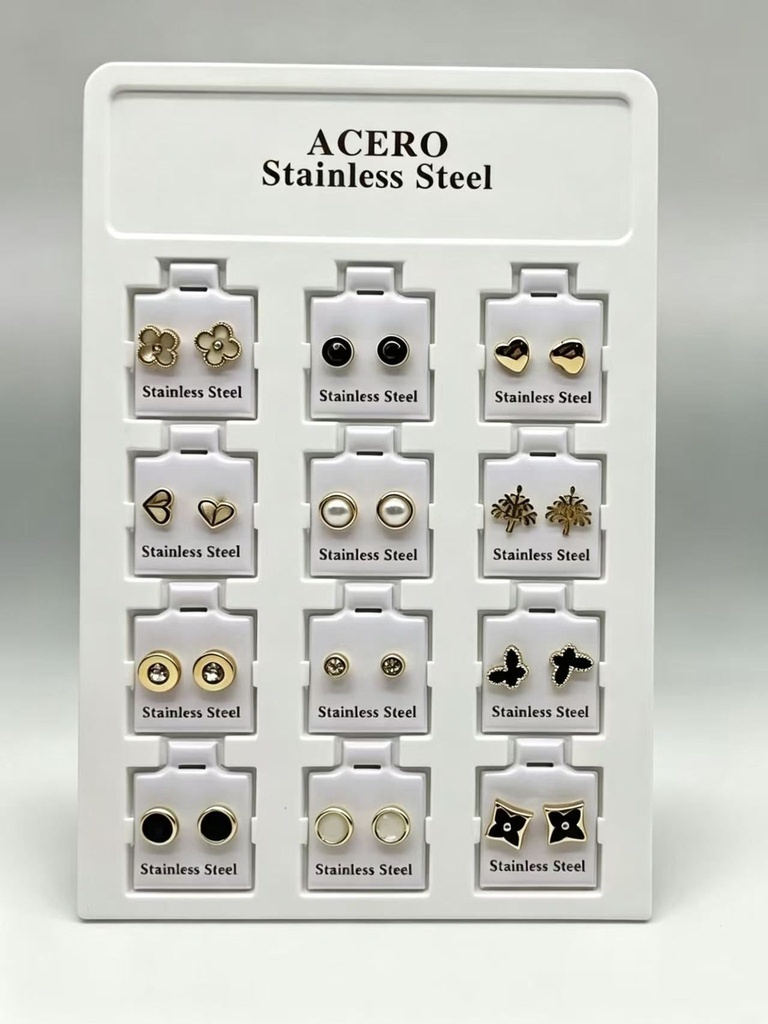 Pendientes de acero surtidos - Set de 12 piezas
