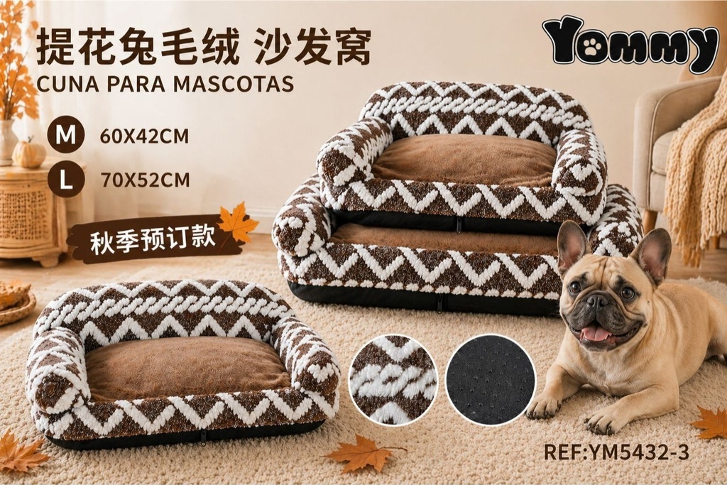 Cuna de perro de peluche de conejito - Color marrón
