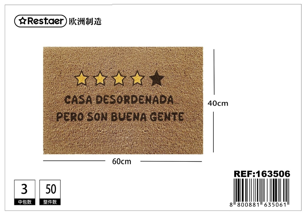 Felpudo de coco 40*60 cm - Alfombras para entrada