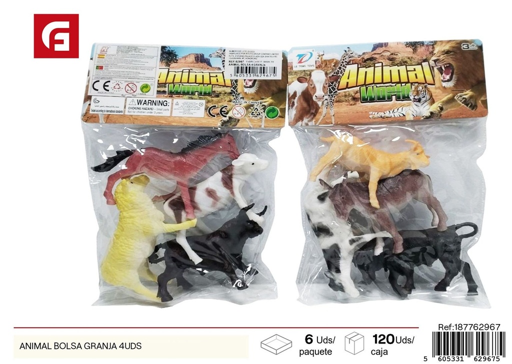 Juguetes de granja bolsa de 4 unidades - Juguetes y figuras de animales