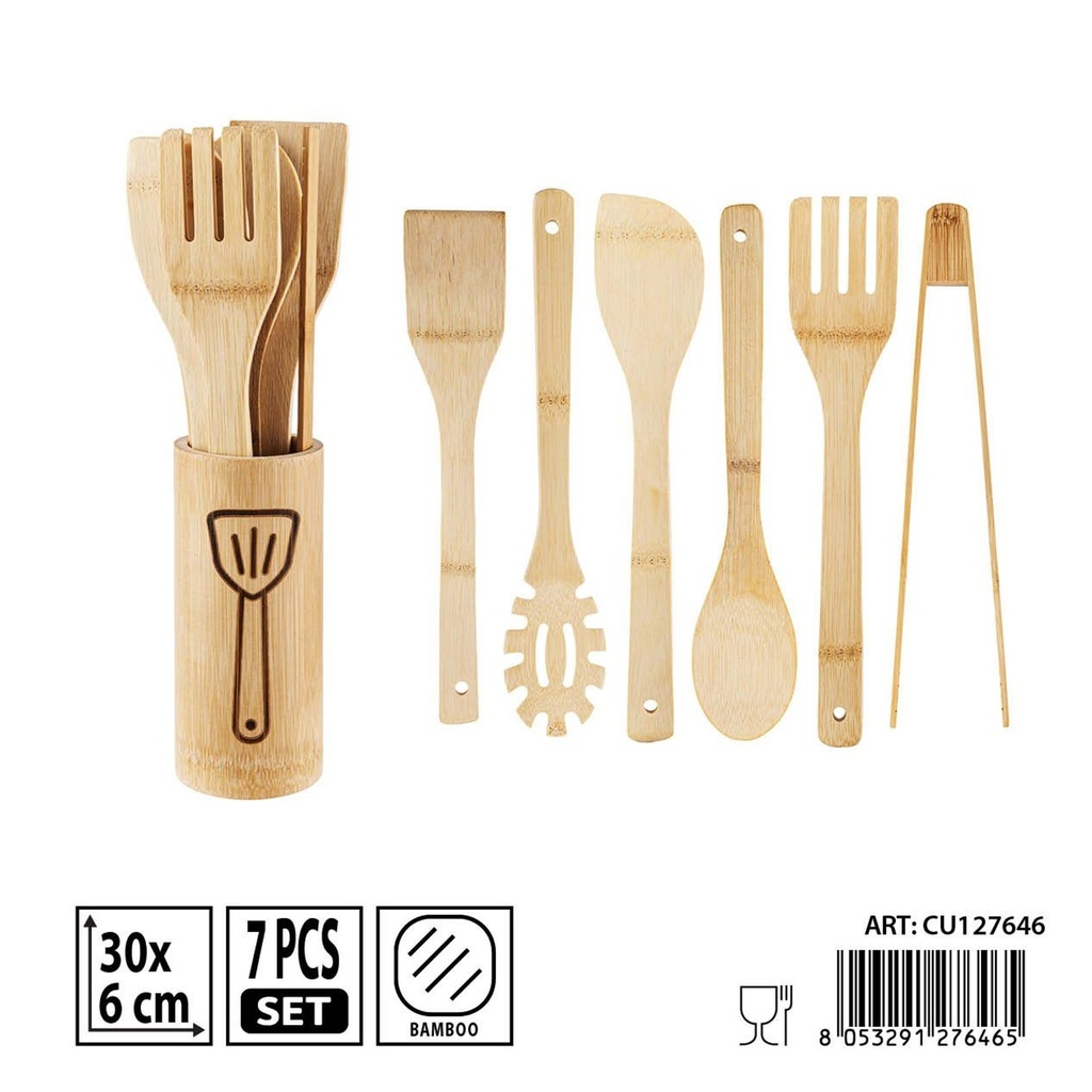 Set de utensilios de cocina de bambú 7 piezas DC Casa - Accesorios de cocina