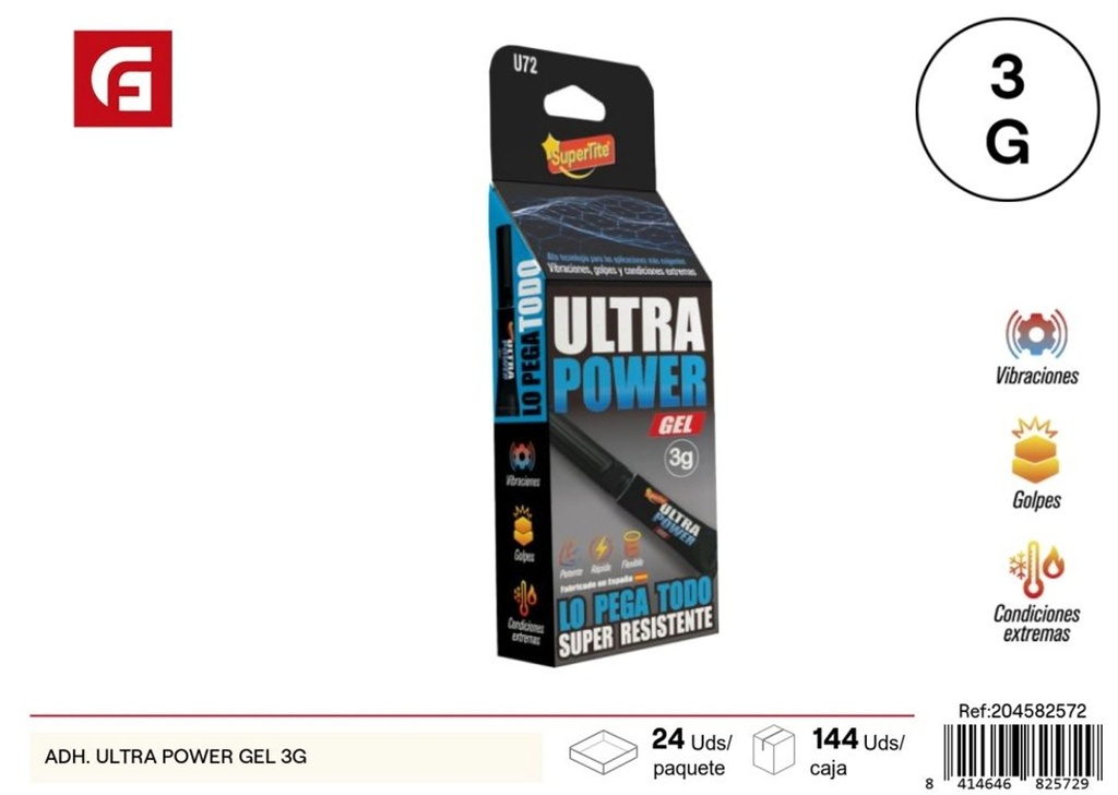 Adhesivo blanco ultra power gel 3g - Productos de manualidades