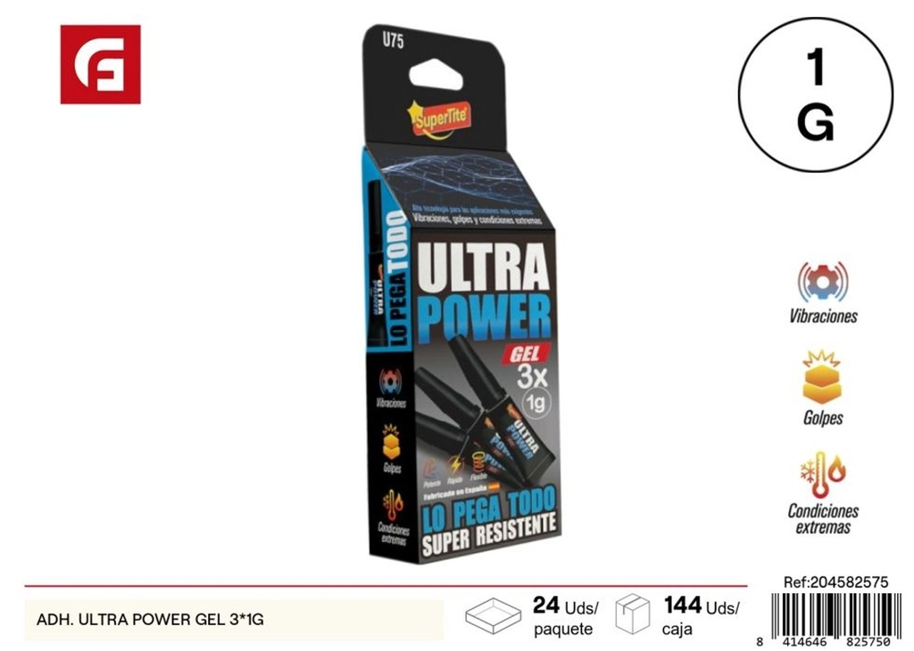 Adhesivo blanco ultra power gel 3x1g - Productos de manualidades