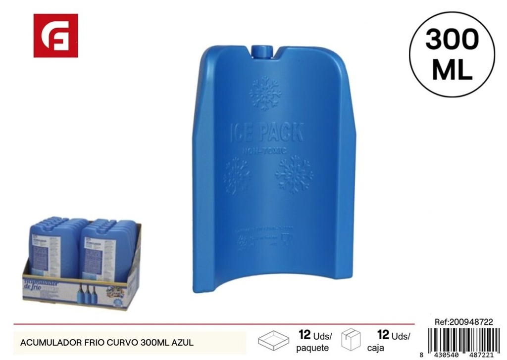 Acumulador frío curvo 300 ml azul - Utensilios de cocina y neveras