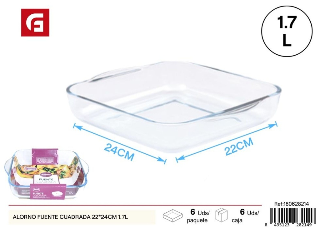 Fuente cuadrada Alorno de 22 x 24 cm 1.7 L - Utensilios de cocina y recipientes