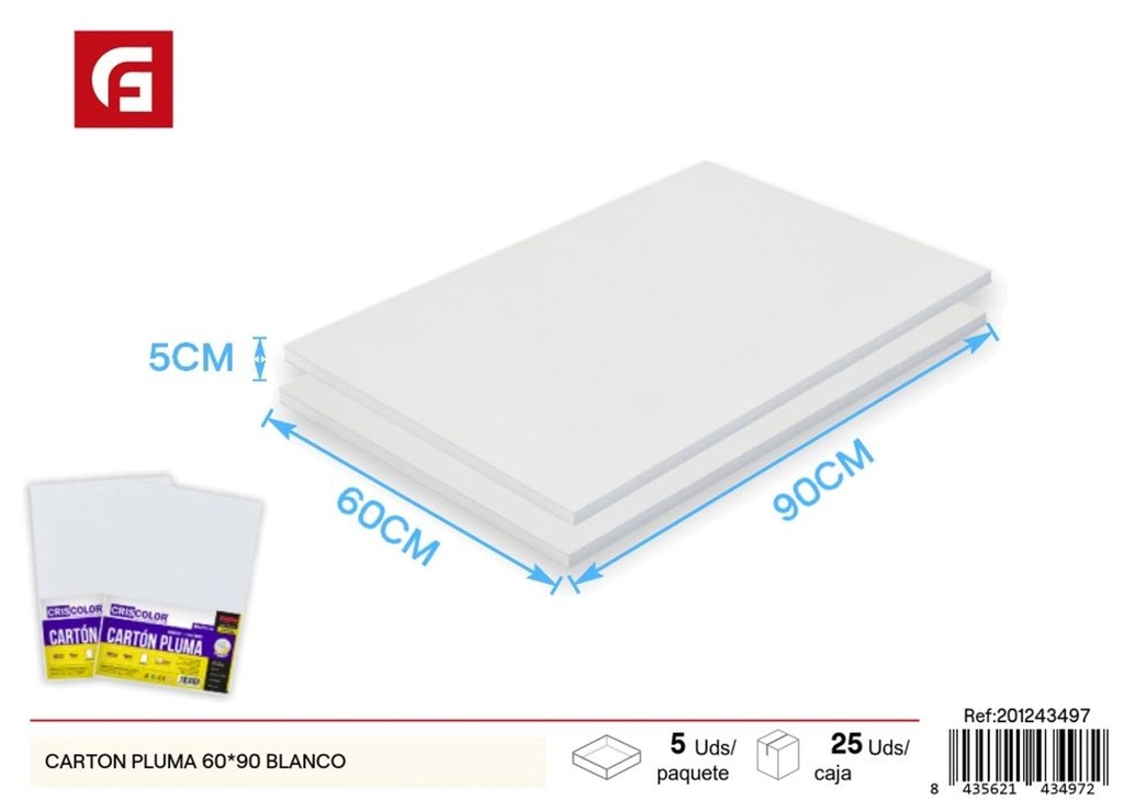Cartón pluma blanco 60*90 - Material para manualidades