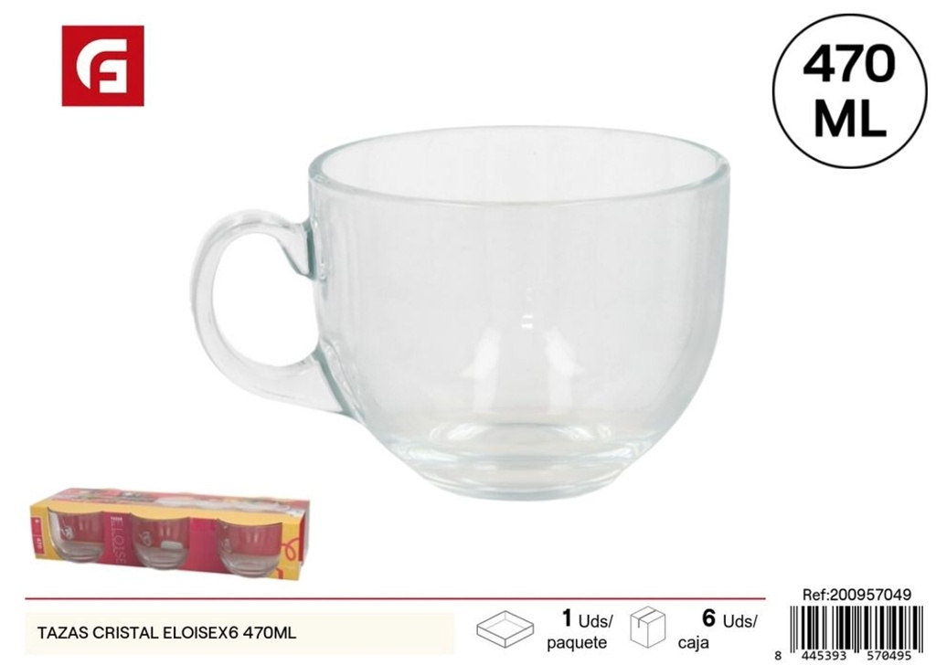Set de 6 tazas de cristal Eloise 470 ml - Cristalería y vajilla