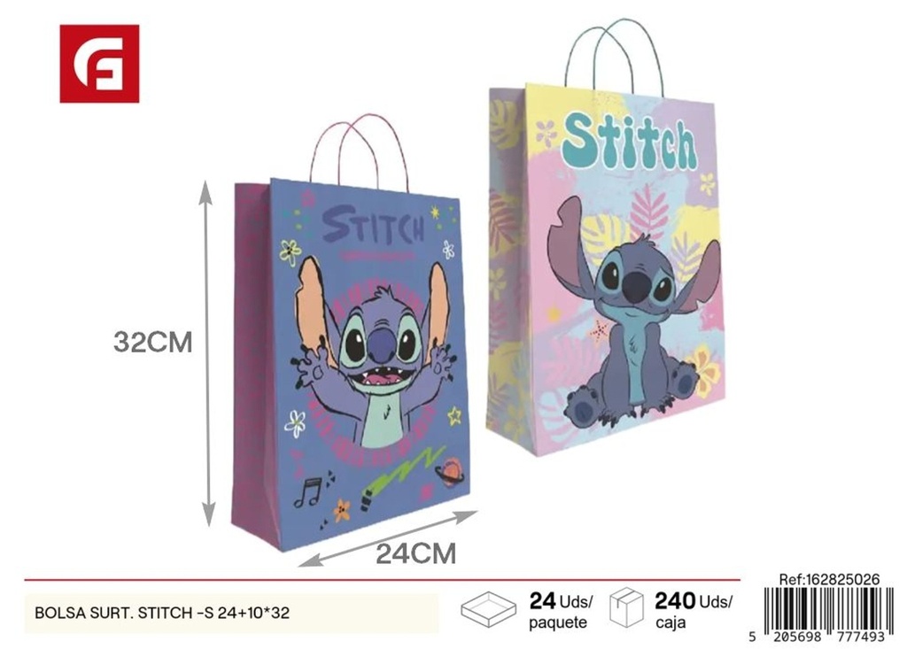 Bolsa surtida Stitch tamaño S 24+10*32cm - Bolsas de regalo
