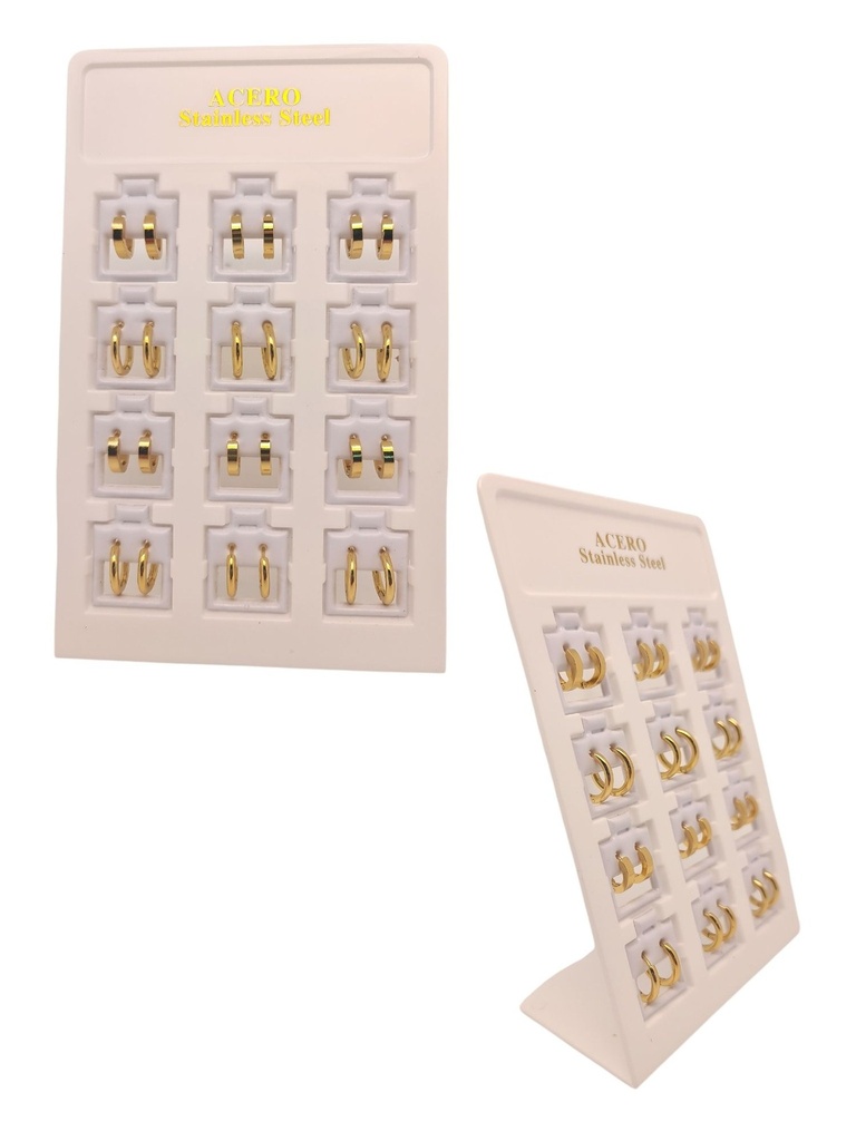 Pendientes aros en acero 12 piezas - Bisutería y accesorios