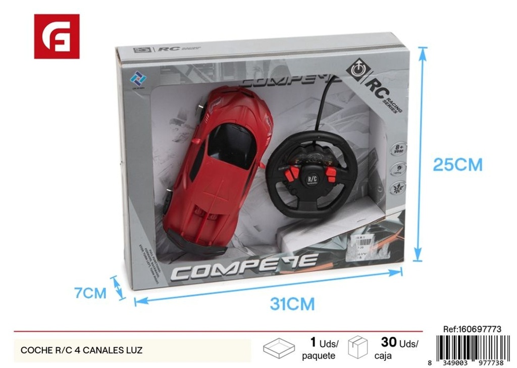 Coche R/C 4 canales con luces - Juguetes de vehículos
