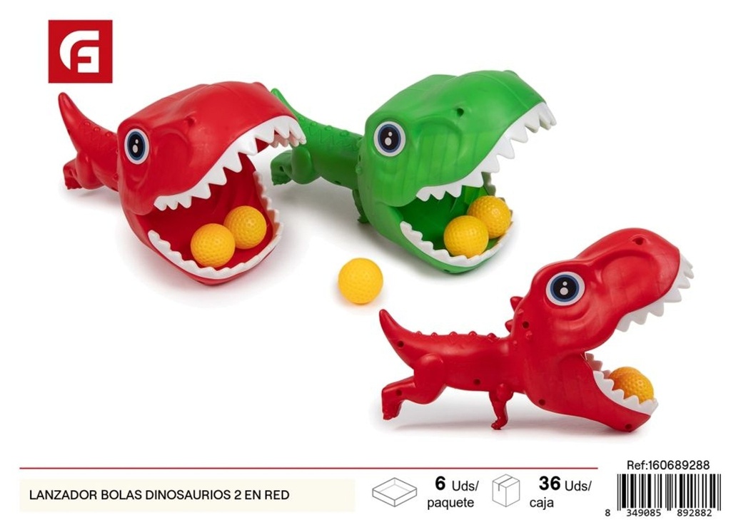 Lanzador de bolas de dinosaurios - Set de 2 pelotas rojas para juegos infantiles