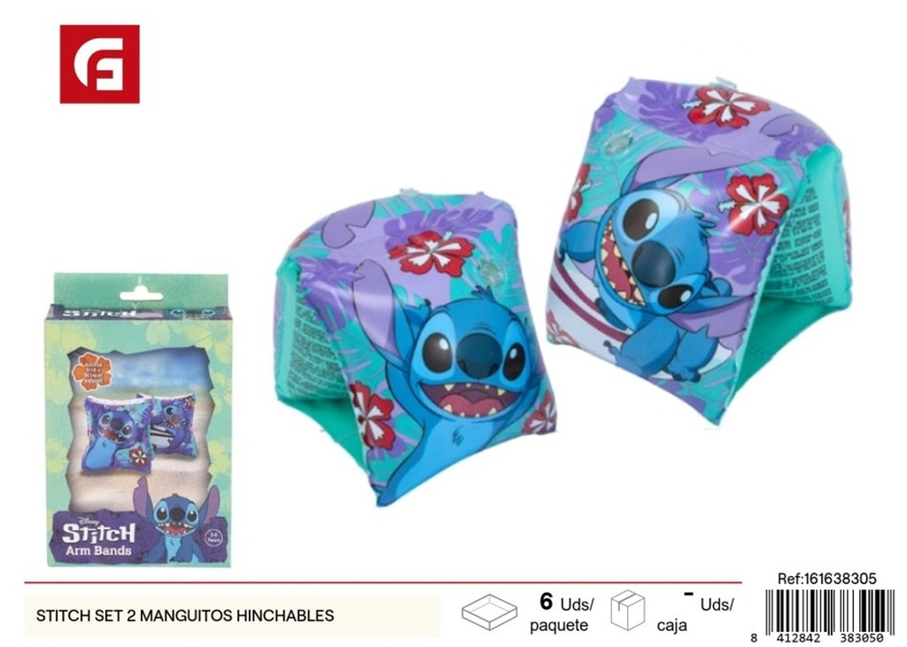 Set de manguitos hinchables Stitch - Productos de verano y entretenimiento