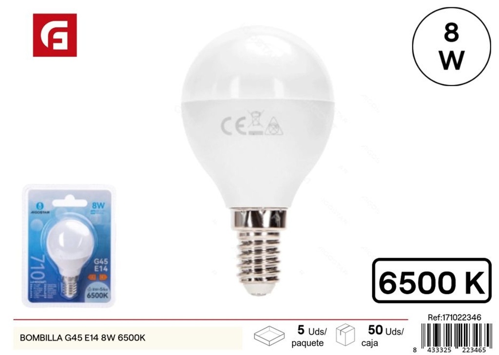 Bombilla G45 E14 8W 6500K - Iluminación y bombillas