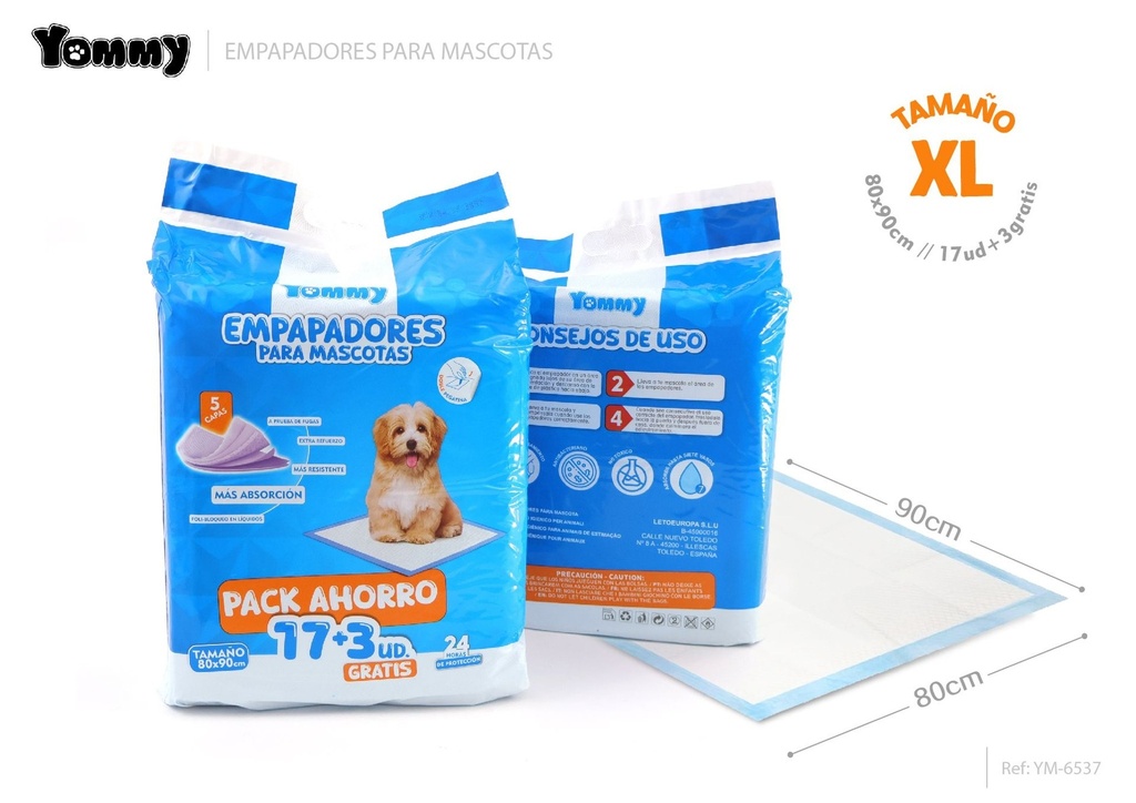 Empapadores para mascotas de 80 x 90 cm (17 unidades + 3 de regalo) - Nuevos productos