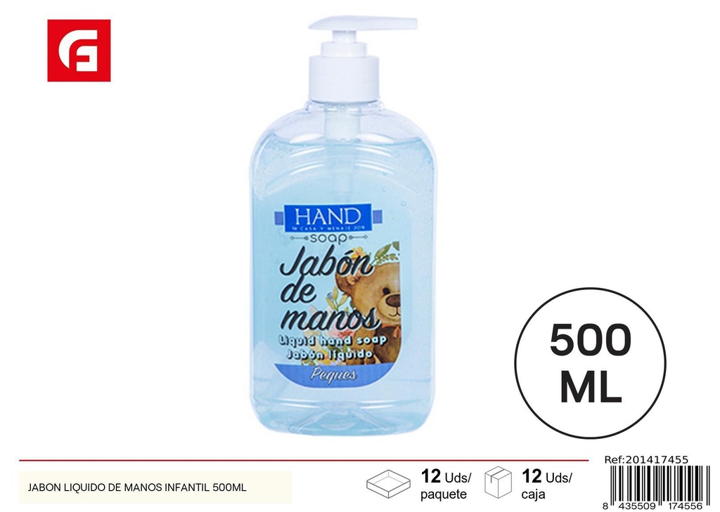 Jabón líquido de manos infantil 500 ml - Productos de cuidado personal