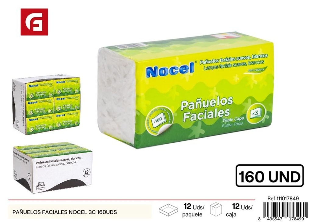 Pañuelos faciales NOCEL 3C 160 unidades - Papel higiénico