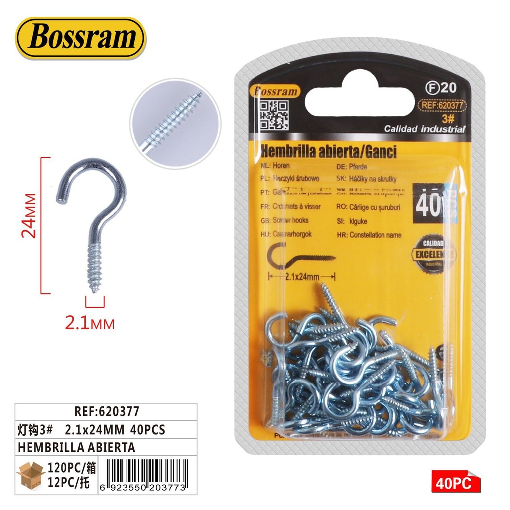 Hembrilla abierta 3# (2.1mmx2.4mm) 40 piezas para colgar objetos